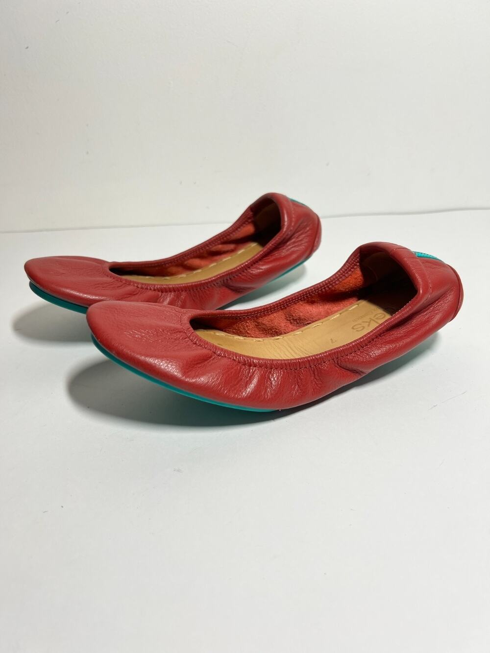 Tieks EUC Red Leather Foldable Ballet Flats Shoes Size 7